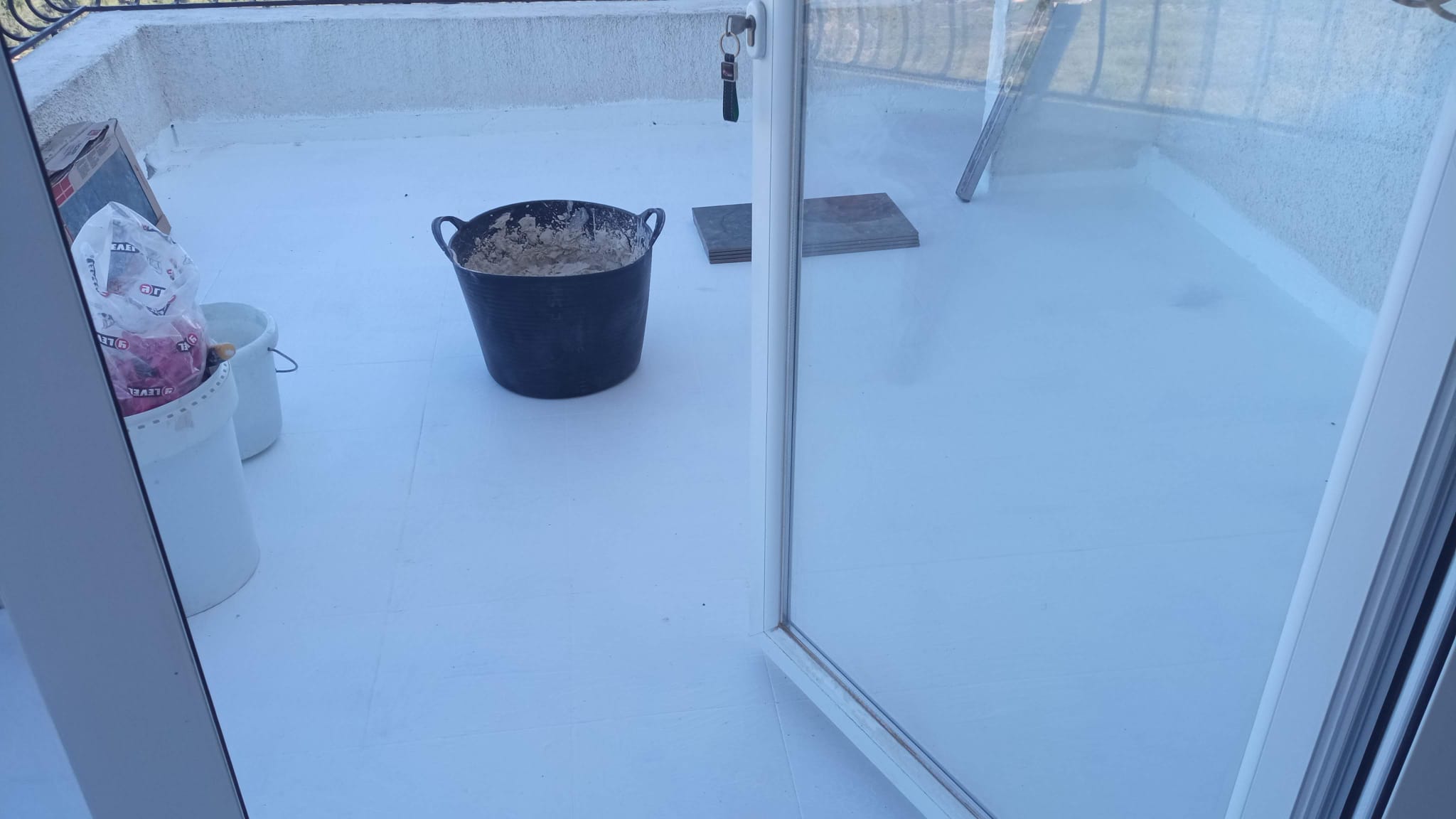 Tiling preparation with mortar